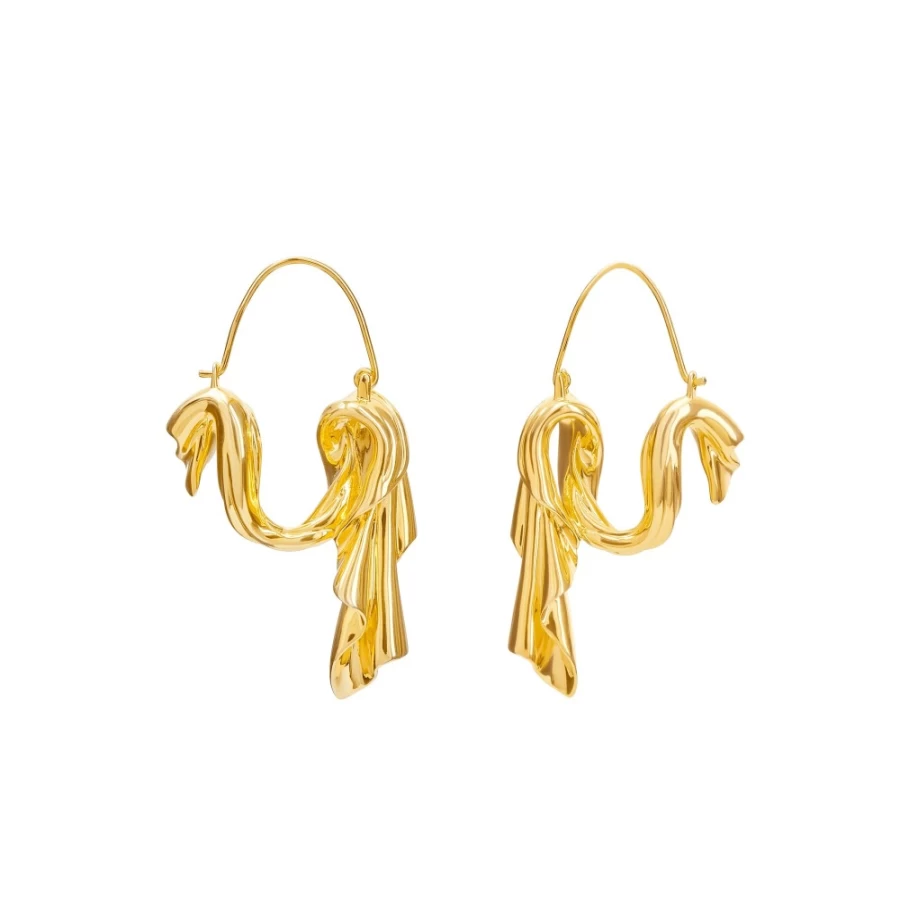 Anissa Kermiche Gold Dangling Drape Earrings for Women - Elegant Drop Design
