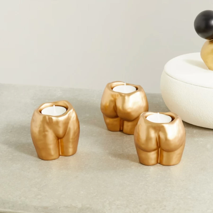 "Anissa Kermiche Painted Gold Rock Bottom Trio Earrings – Luxury Minimalist Jewelry"